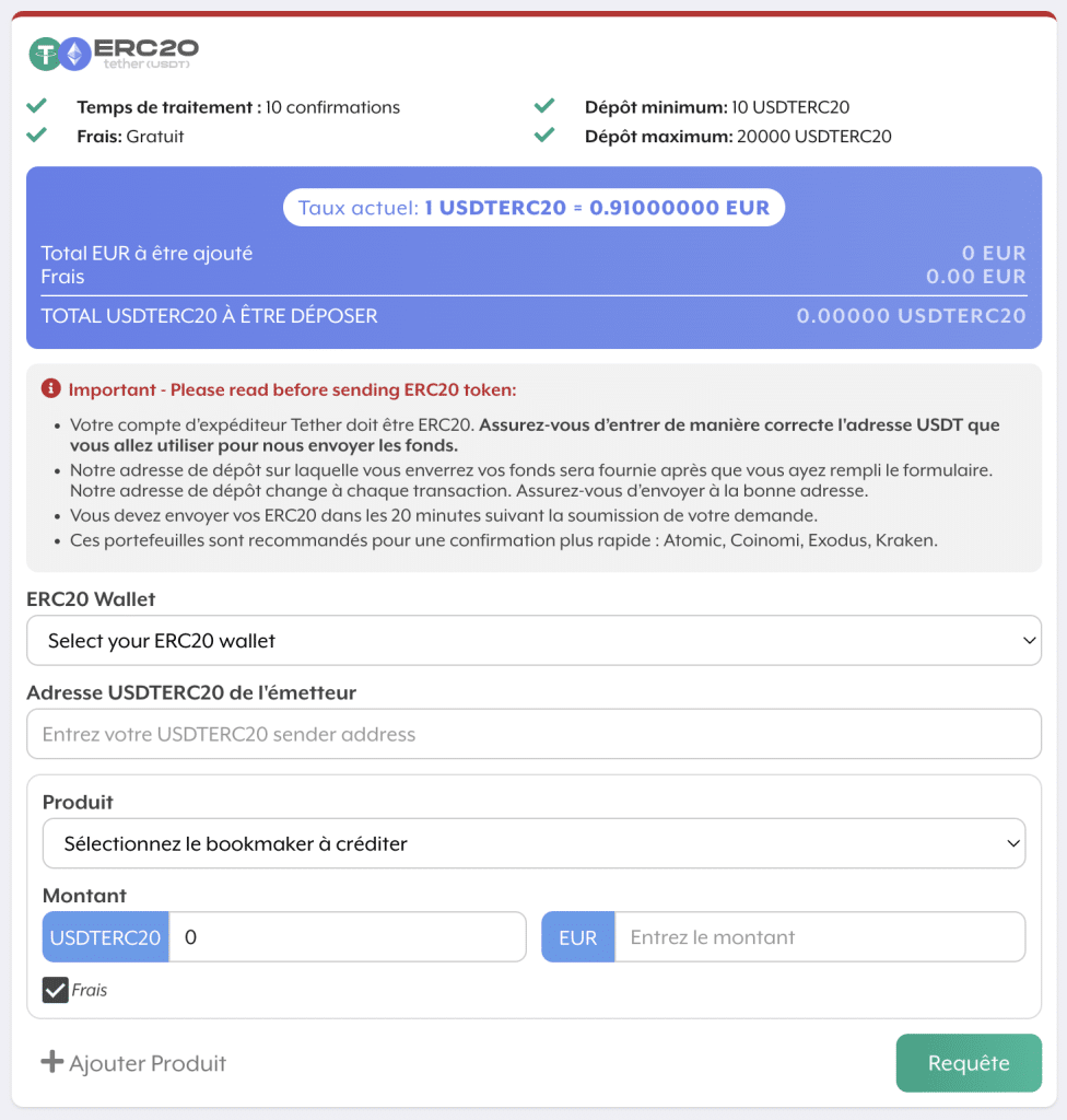 Avis asian connect - Dépôt USDT