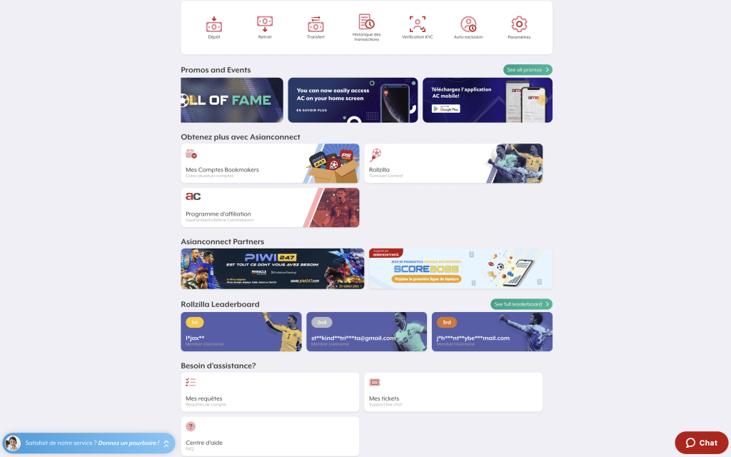 Avis asian connect - Capture photo de la plateforme ac0188 qui est le meilleur broker en paris sportifs
